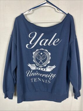 Yale University Tennis Navy Blue Boat Neck Sweatshirt